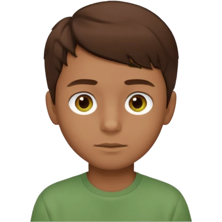 a boy with brown eyes and hair with a green shirt emoji