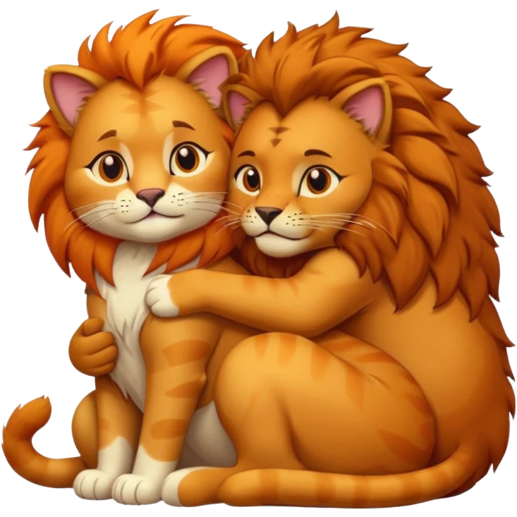 Gata masajeando a leon emoji