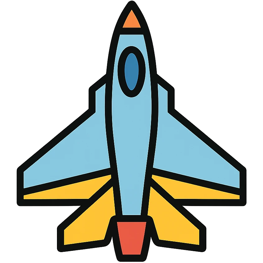 lineal color icon of a fighter jet with black outlines emoji