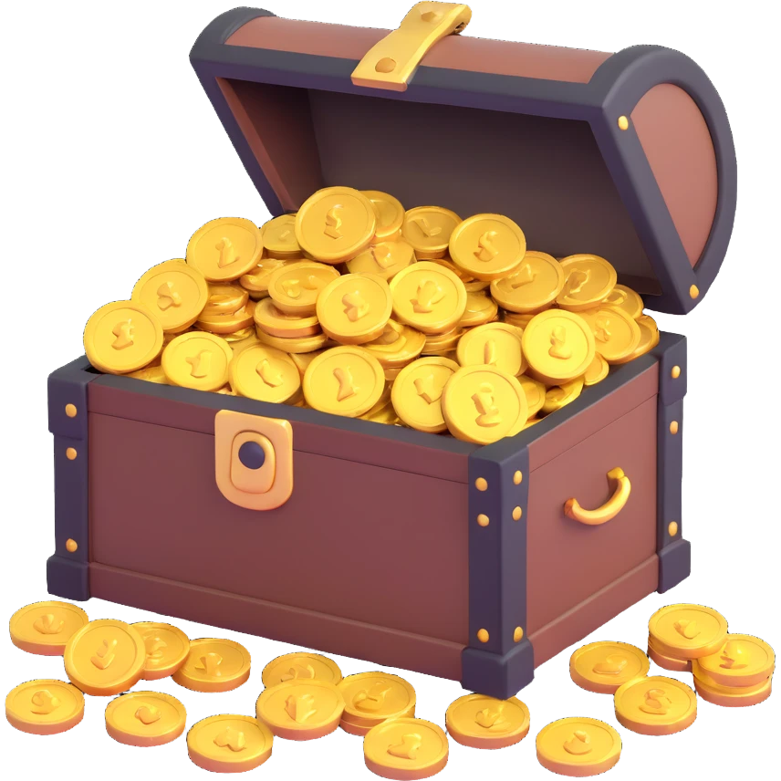 treasure chest with gold coins emoji