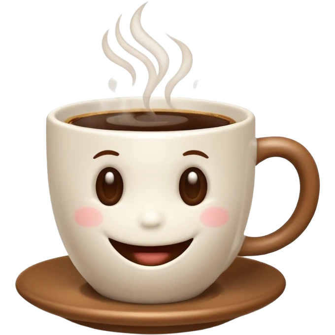 an adorable white cup of coffee with a smile, cup only, no plate emoji