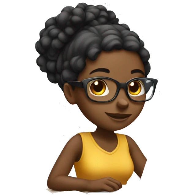 Black girl studying with laptop emoji
