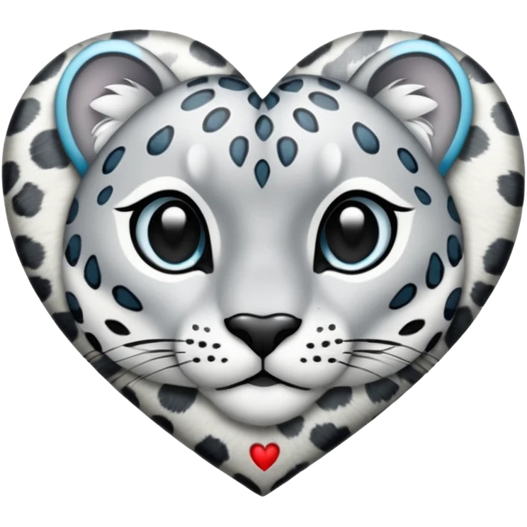 Silver heart with snow Leopard print markings emoji