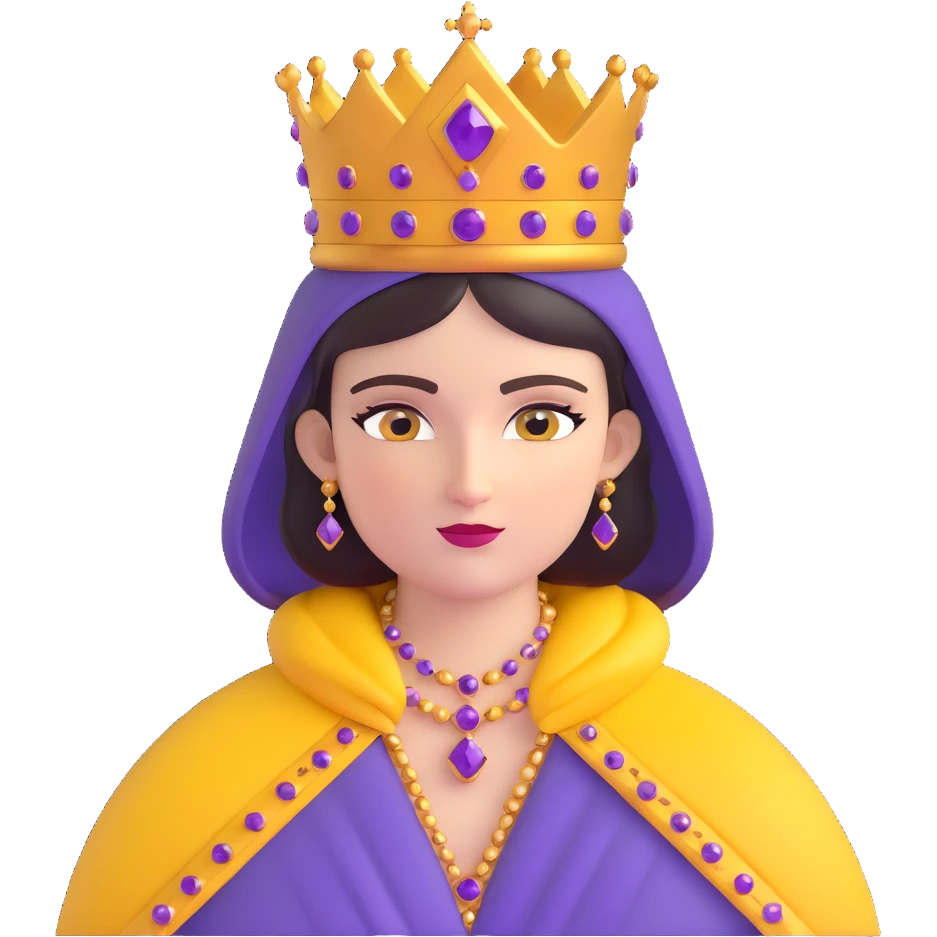 Empress Theodora wearing a jeweled crown and purple cloak emoji