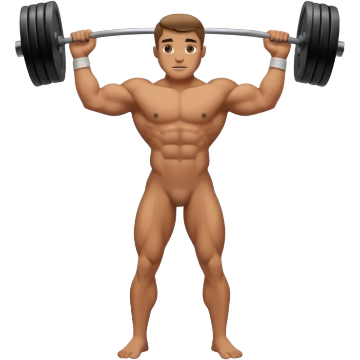 a full view of a naked man weightlifting emoji