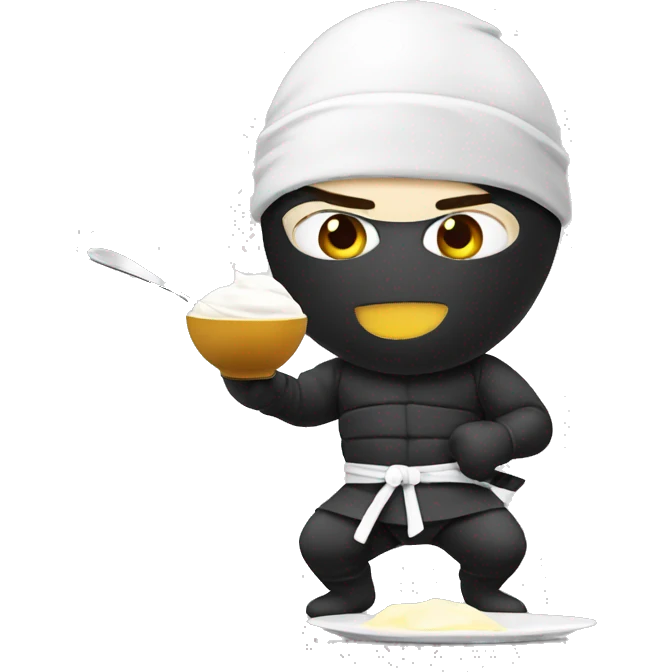 ninja eating yogurt with a spoon emoji