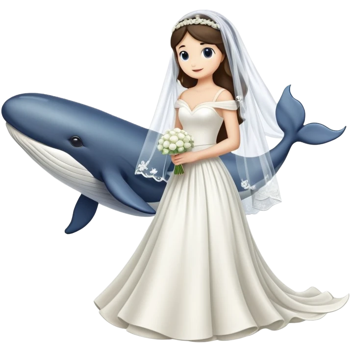Whale in a wedding dress and veil emoji