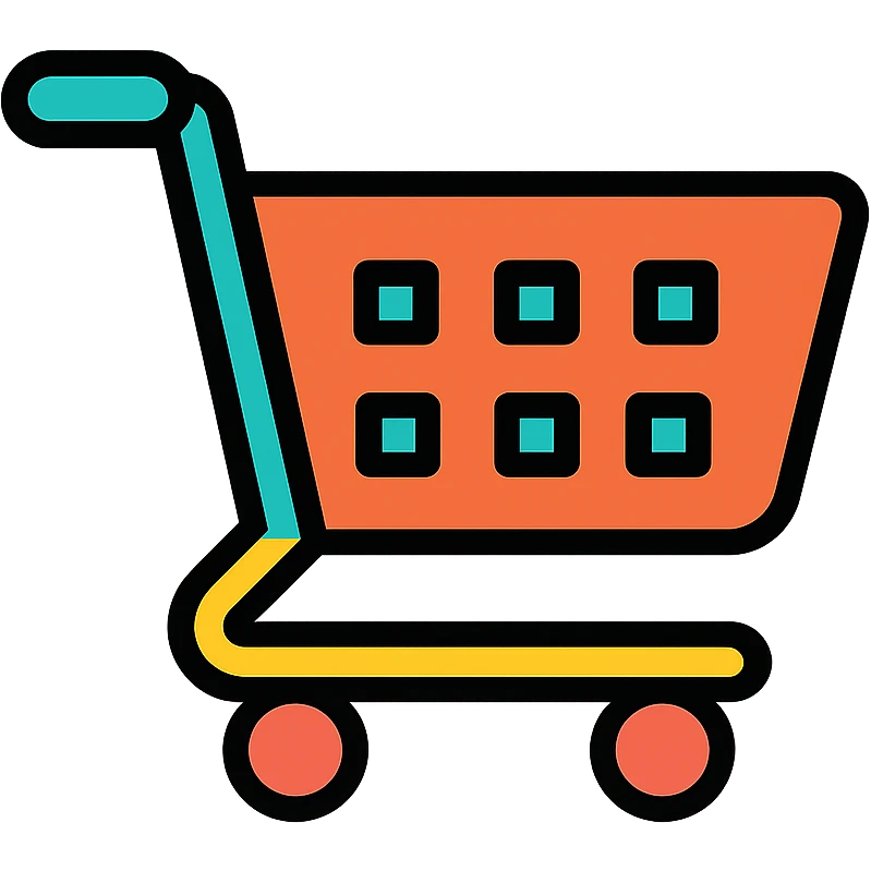 A colorful shopping cart icon for e-commerce emoji