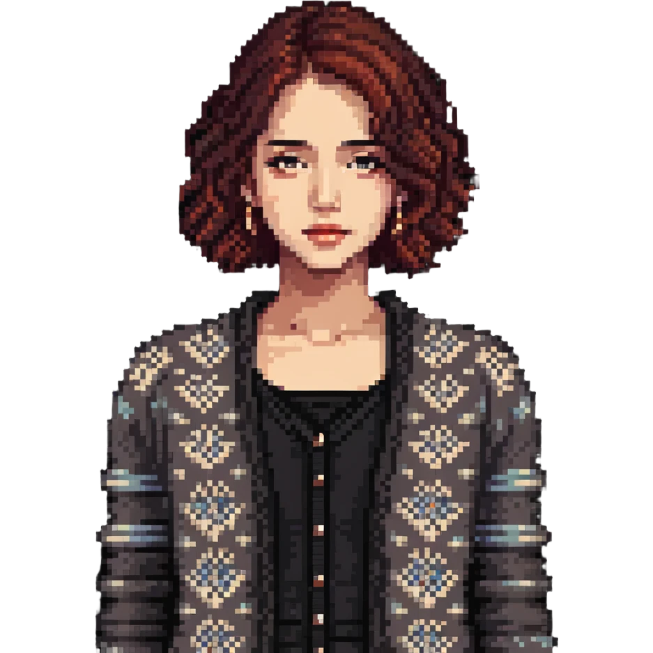 gray woman knit cardigan, detailed texture emoji