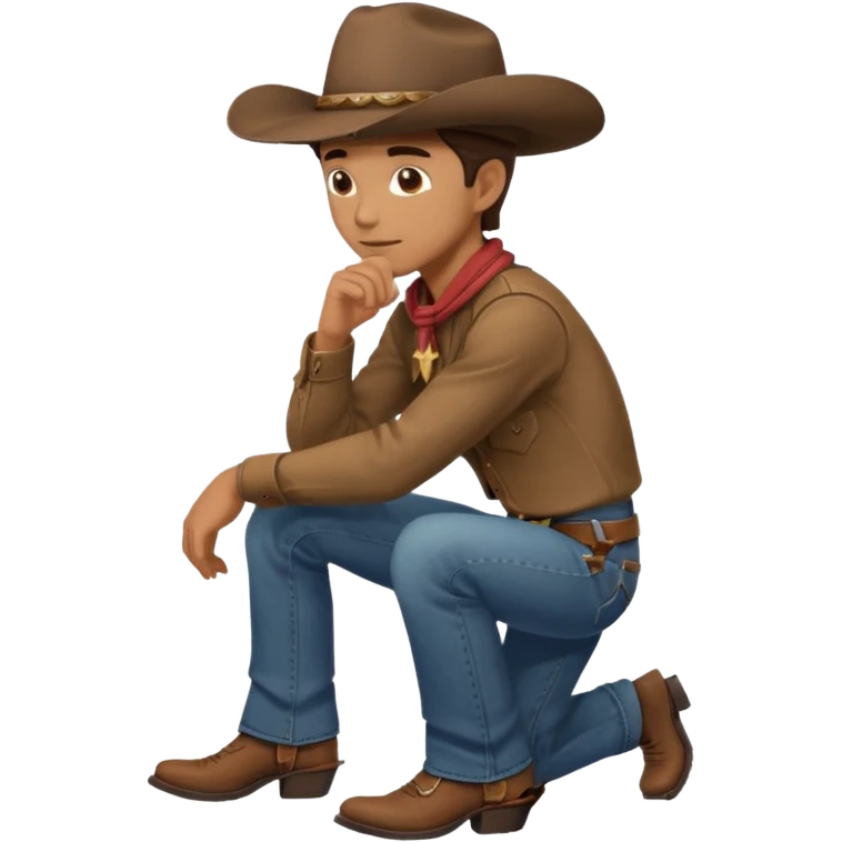 side profile of cowboy leaning on knees emoji
