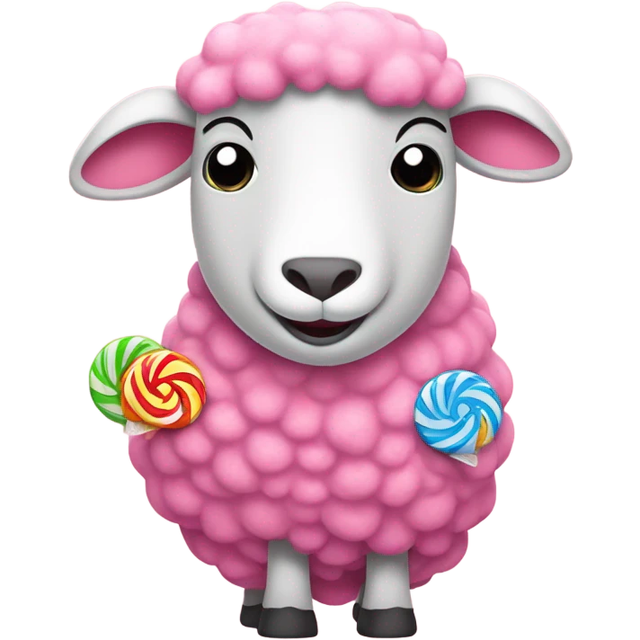 pink sheep in a dress eating candy emoji