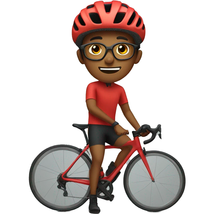 28 year old cyclist with glasses wearing red emoji