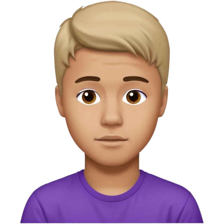 justin bieber, wear purple t shirt emoji