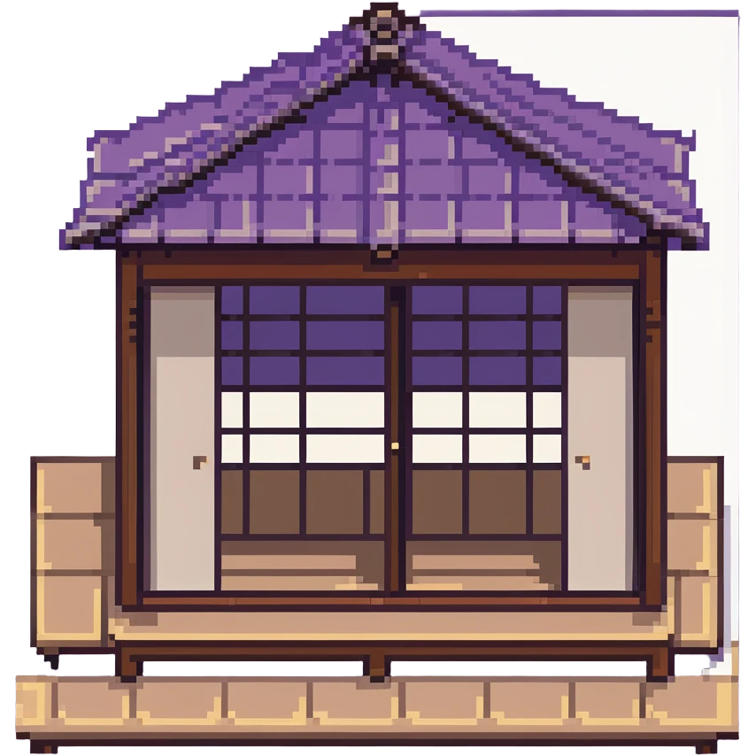 traditional Japanese house with wooden structure, sliding shoji doors, and tatami mat flooring emoji