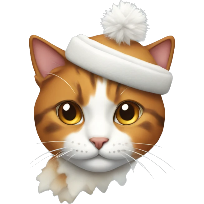 Calico cat wearing a snow hat emoji