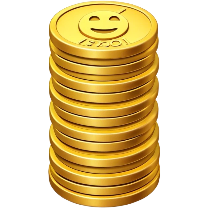 Clash of Clans aesthetic: Cinematic Playful Pixel 3D Coin Stack Portrait Emoji, rendered in a 3D vector-style similar to standard emojis with minimal shading and bold, simplified shapes. A compact, distinct form with signature details, softly glowing with a pixelated adventure charm. Simplified yet unmistakably iconic, highly detailed and consistent, glowing with a soft radiance and high shine. Stylized with a touch of classic pixel-art charm and a soft glowing outline, capturing the essence of a beloved gaming relic with a friendly, playful manner! emoji