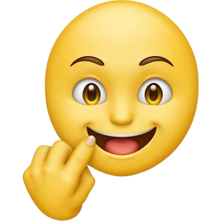 yellow emoji biting pointer finger with a smirky face  emoji