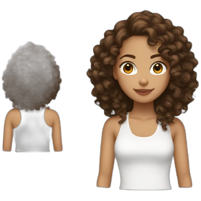 mid-twenties girl with brunette curly hair. Similar to Alicia Keys. emoji