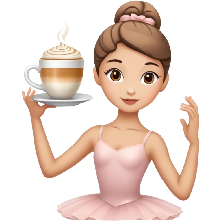 Ballerina with a cappucino cup as a head emoji