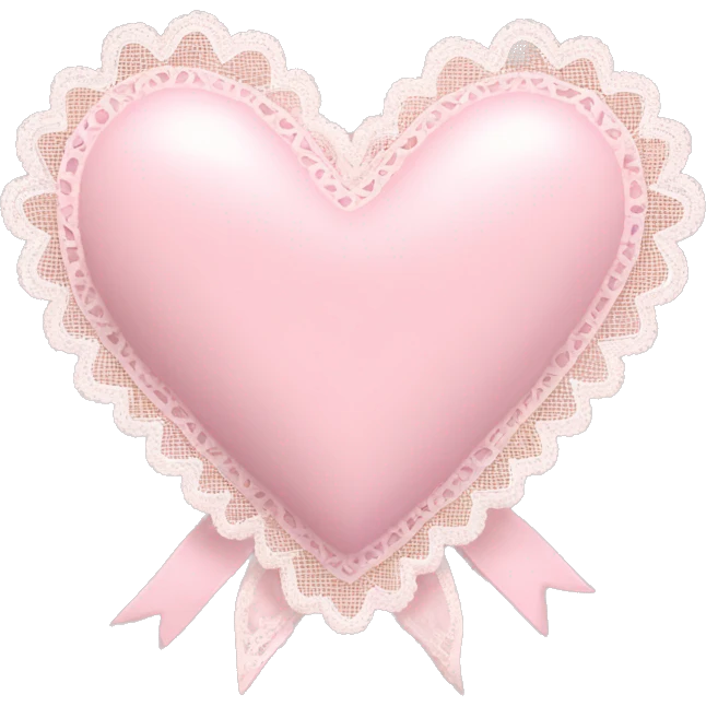 light pink heart with lace ribbon emoji
