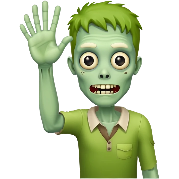 friendly green zombie waving hand saying hello emoji