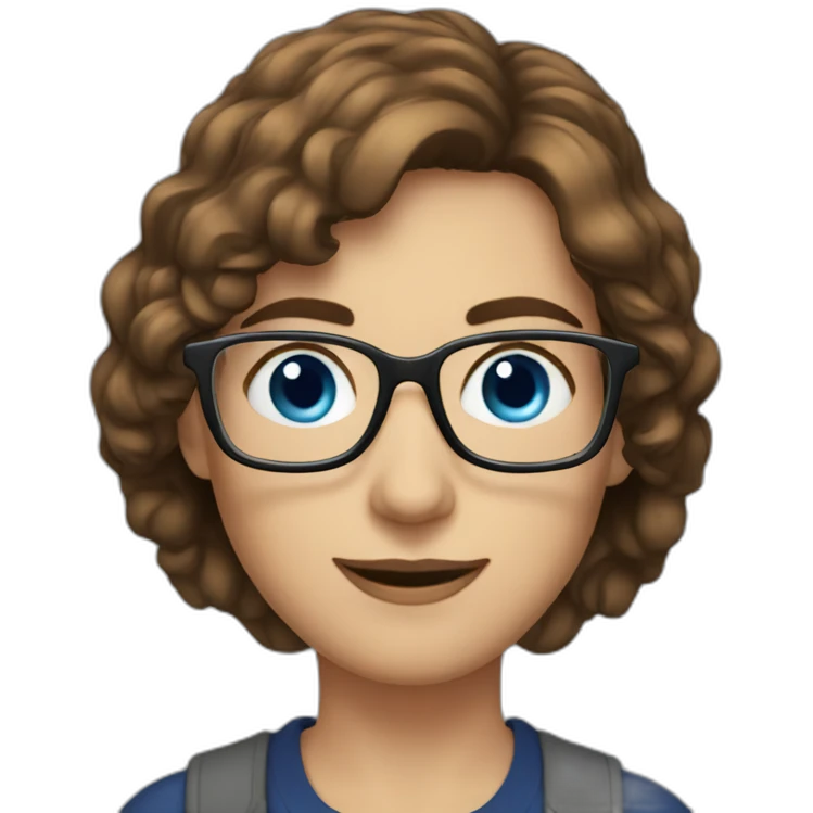 librarian, glasses, brown hair, blue eyes emoji