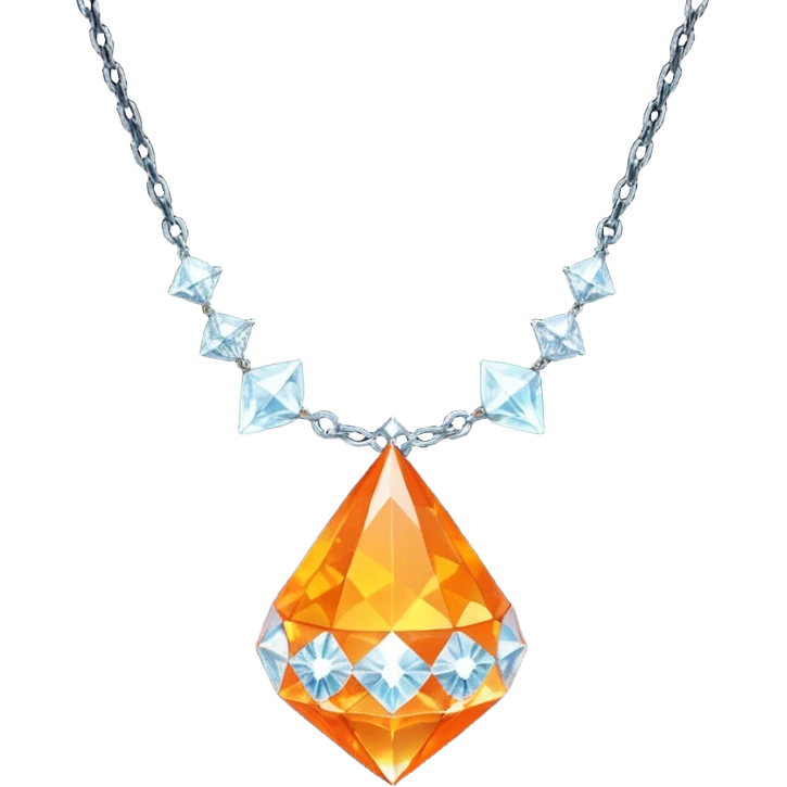 Fantasy Magic Orange Necklace Diamonds Low Poly emoji