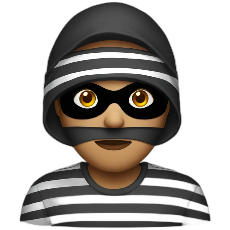 bank robber with eye mask and striped tshirt emoji