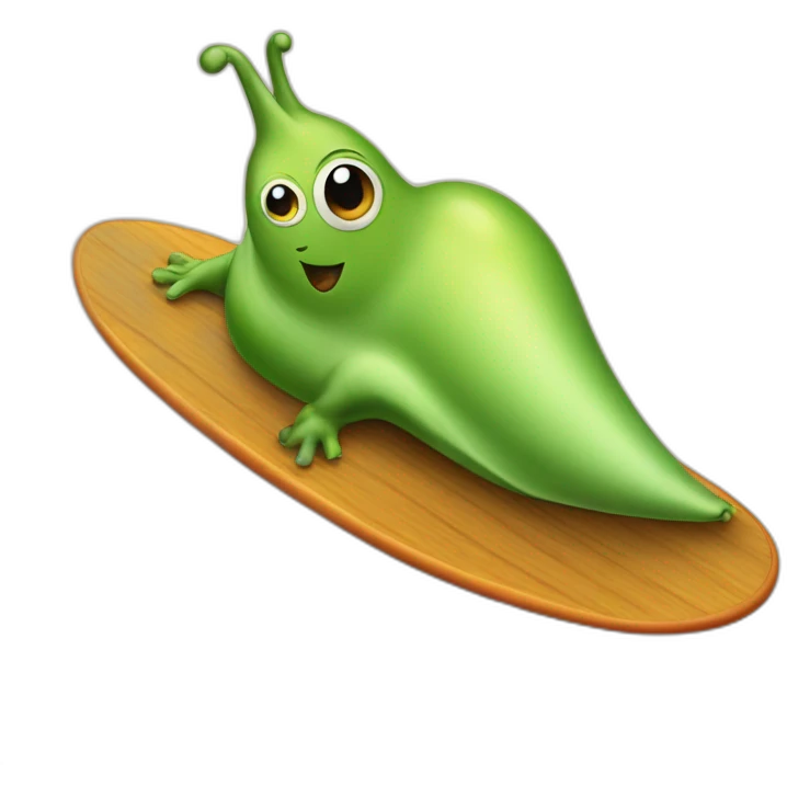 a slug on a surfboard emoji