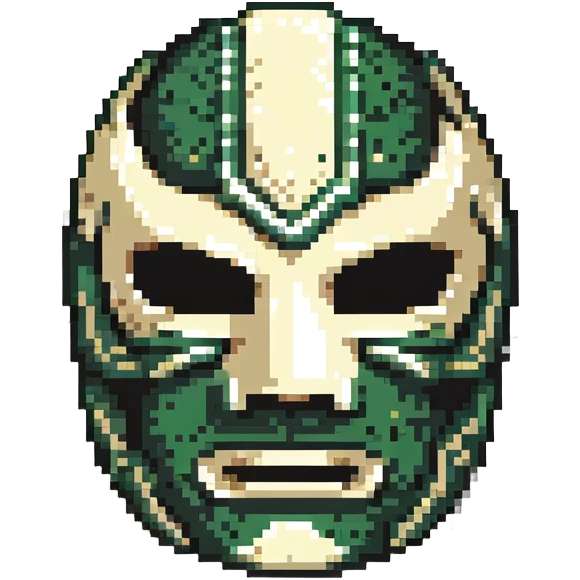 luchador mask with Milwaukee Bucks basketball colors forest green and cream emoji
