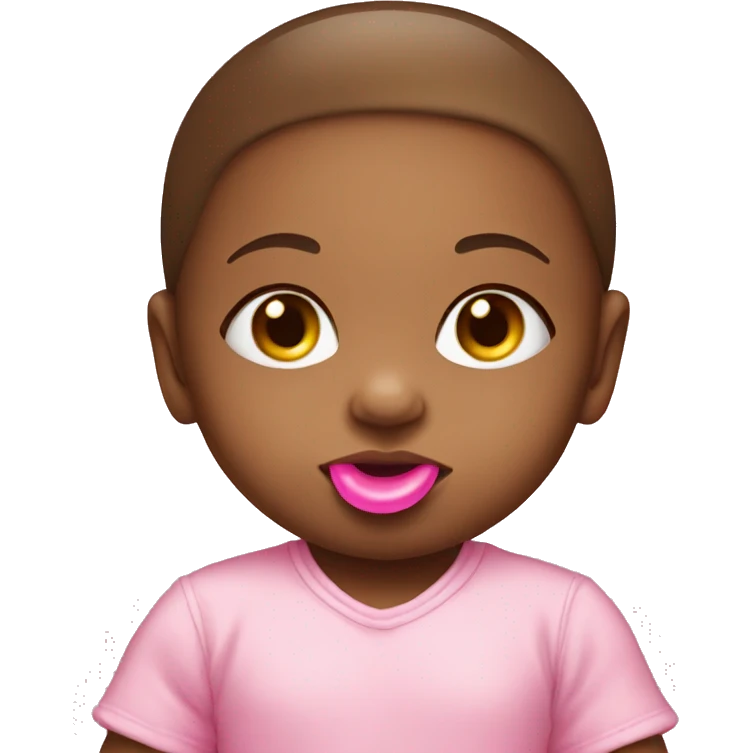 Baby girl with a pink pacifier emoji