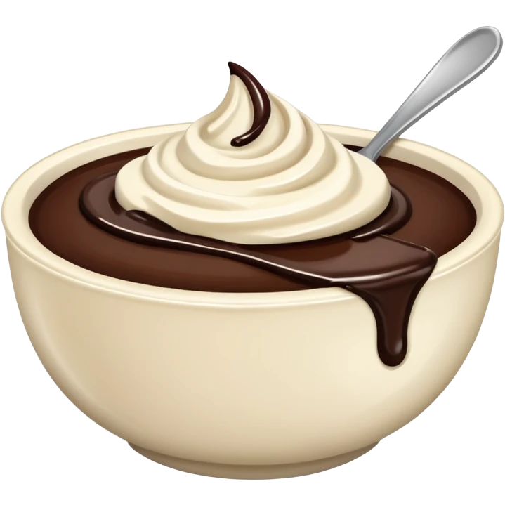 Yogurt bowl with chocolate sauce emoji