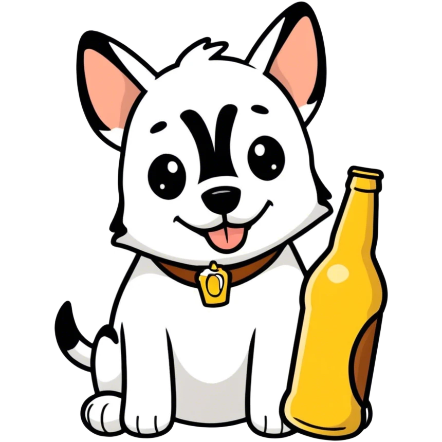 Dog drinking beer emoji