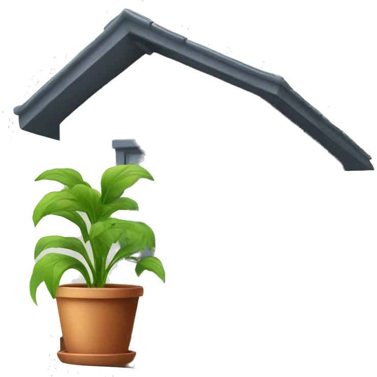 potted plant under the house roof emoji