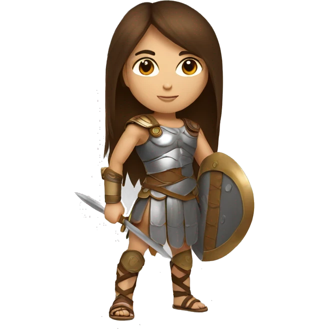 Girl gladiator with long straight brown hair and sunglasses  emoji