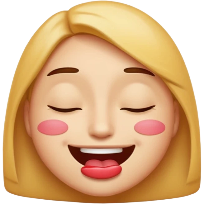 An emoji with lips out and eyes closed like holding ing a laugh emoji