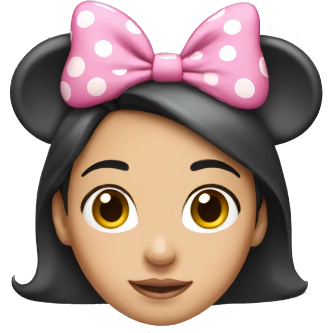 brunette girl wearing pink minnie ears emoji
