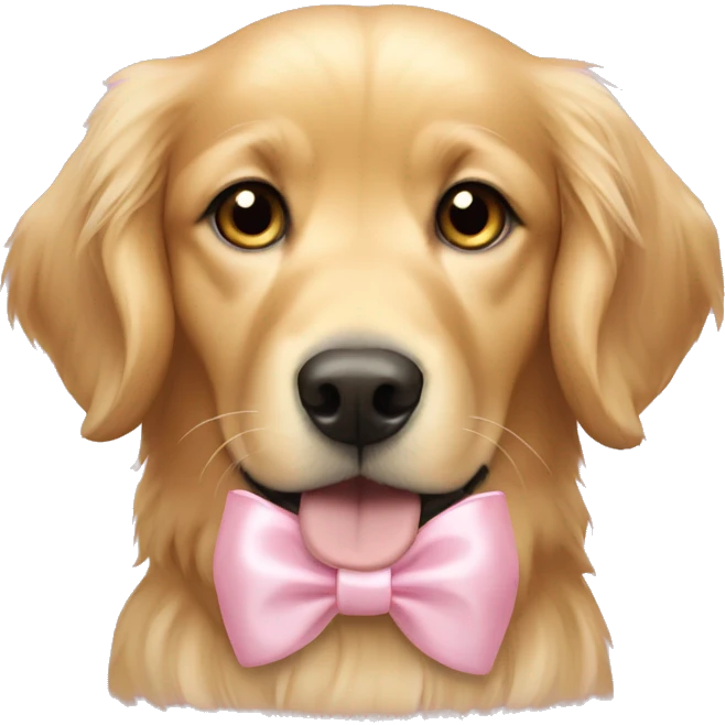 golden retriever with light pink bows in hair emoji