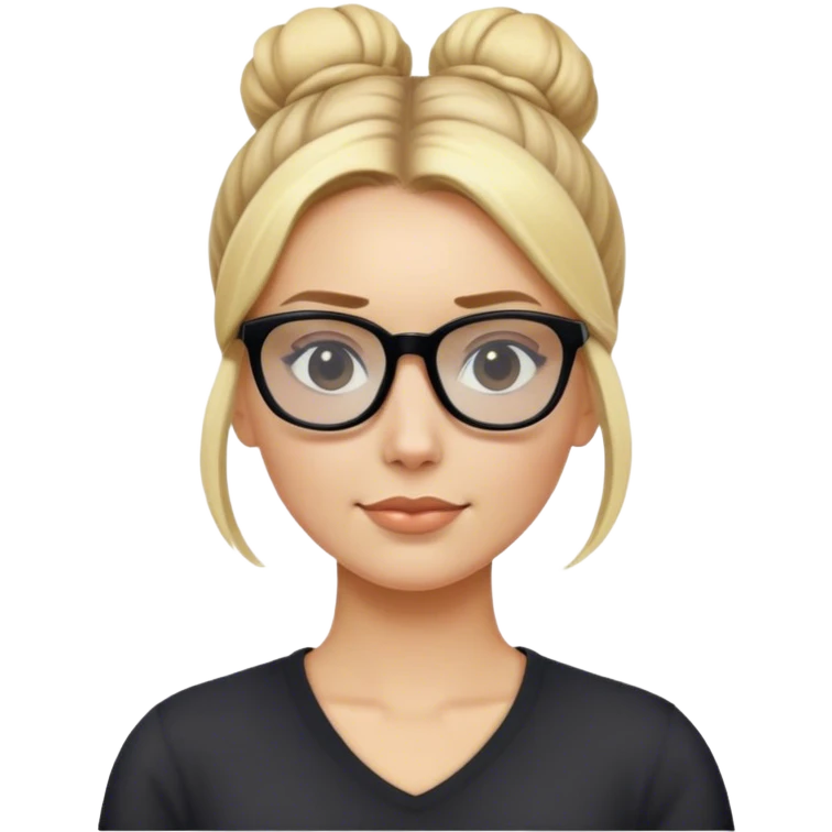 Blond hair in bun lady with dark glasses working emoji