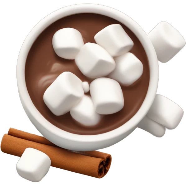 cup of hot chocolate with marshmallows and cinnamon emoji