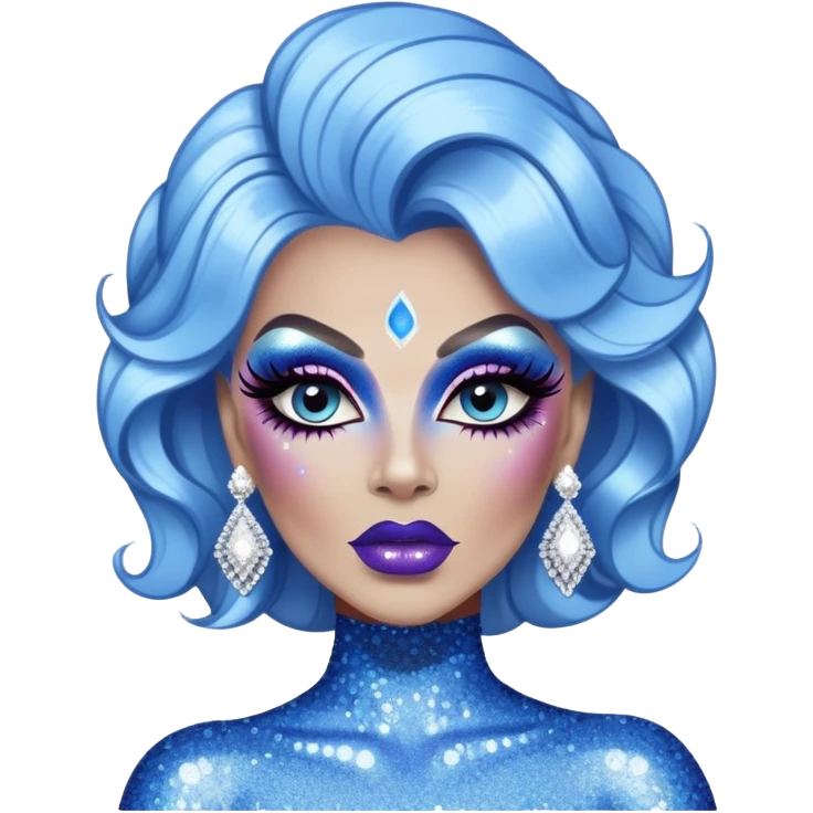 blue drag queen glitter sparkles babe girl makeup diva brat emoji
