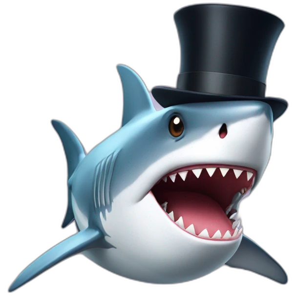 Shark with a top hat emoji