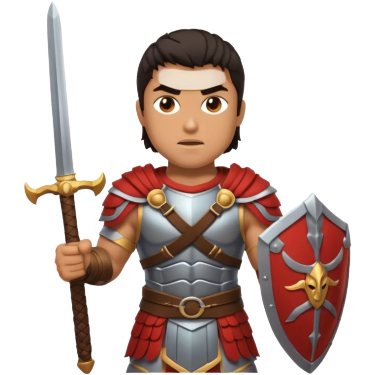 Gladiator with dark hair and dual sword emoji