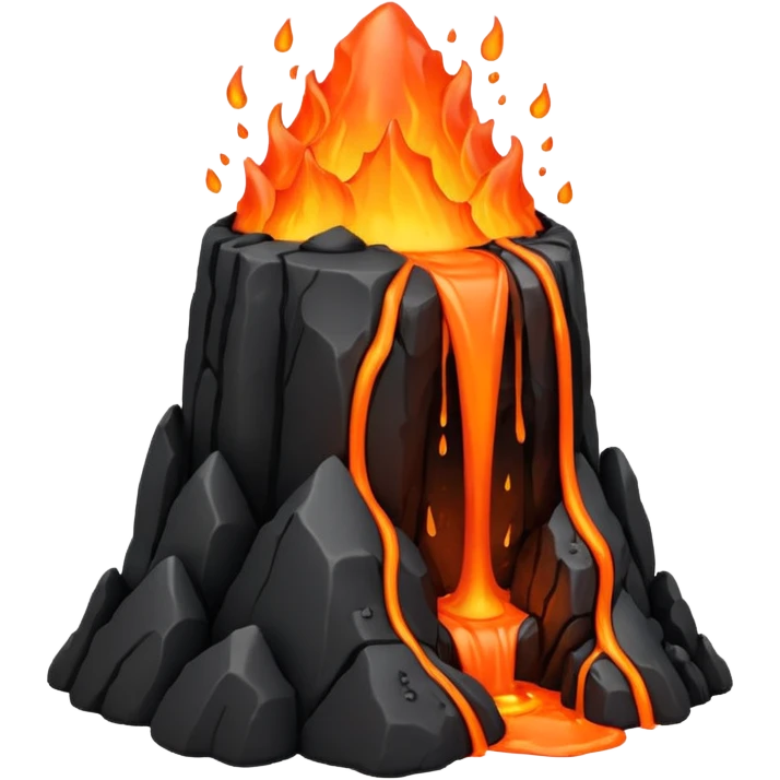 A lava flow spilling slowly over blackened rocks. emoji