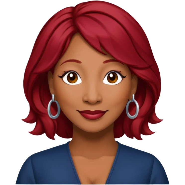 Traci Braxton with dark red hair emoji