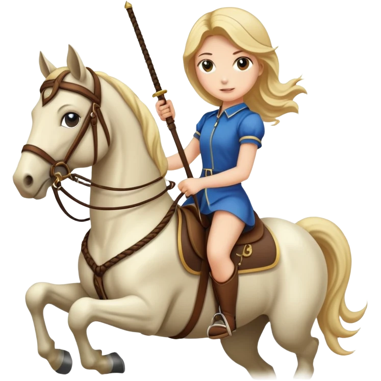 girl riding a horse holding a whip emoji
