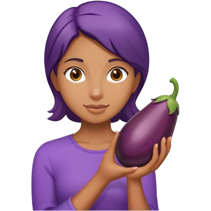 Girl holding eggplant emoji