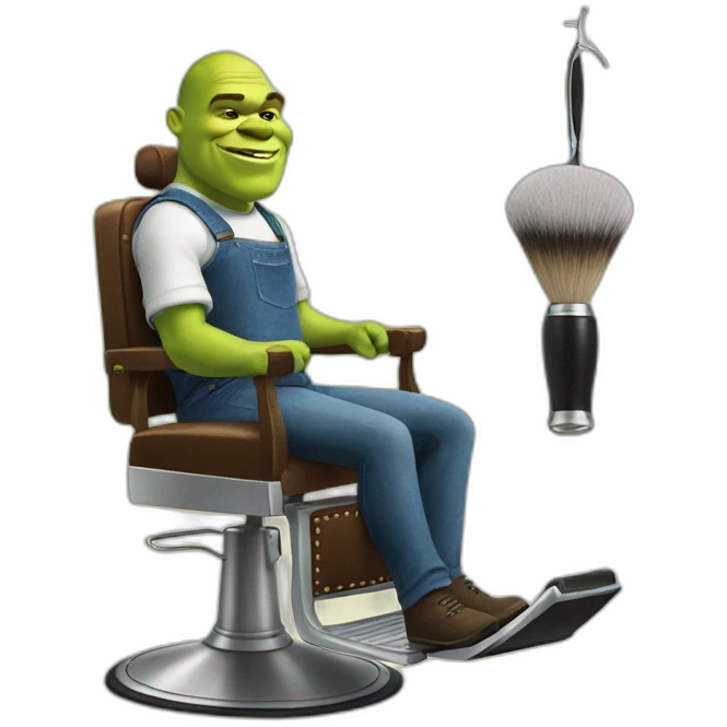 Shrek on chair and barber emoji