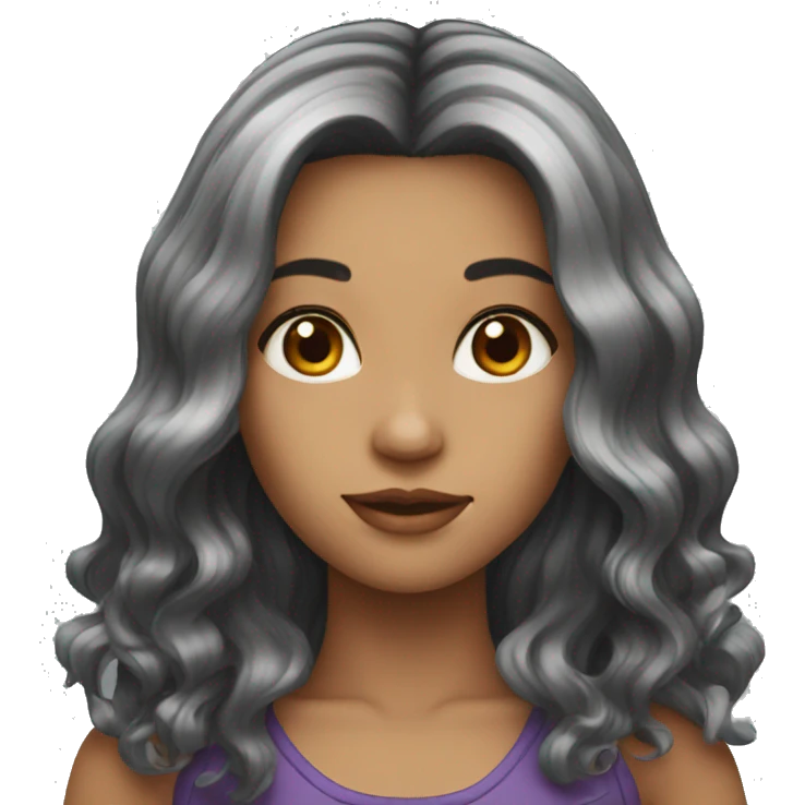 Female long black wavy hair emoji