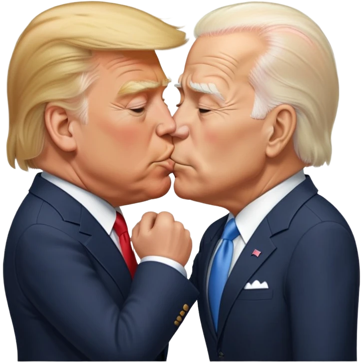 donald trump and biden kissing  emoji